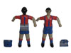 jugador de futbol�n, aluminio, azulgrana, medidas A= 62 mm, B= 74 mm, H= 136 mm