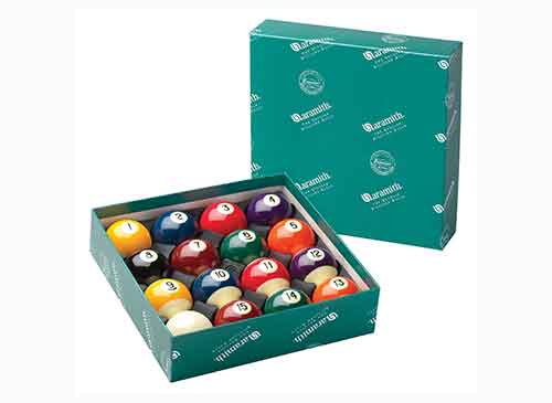 juego bolas de billar americano, pool, aramith Premier, caja verde,  diámetro 57,2mm, bola blanca de diámetro 60.3mm