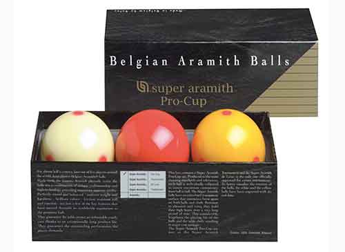 juego bolas de billar carambola Super Aramith Pro Cup, 61,5mm, 6 puntos en blanca y amarilla