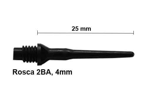bolsa de 1000 puntas para dardos, dimple, rosca fina 2 ba =4mm, longitud 25 mm, color negro