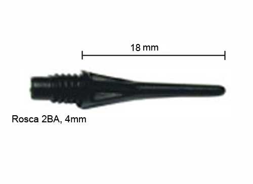 bolsa de 1000 puntas para dardos microtips, rosca fina 2 ba =4mm, longitud 18 mm, color negro