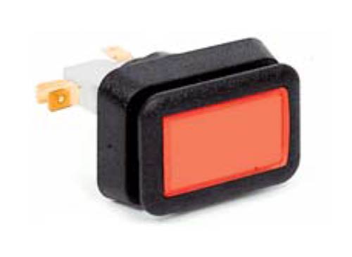 Pulsador, botón, Rectangular Empotrado, Rojo, Luz, 39x56 mm, kursaal k7