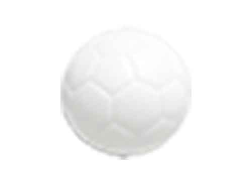bola plástico blanca, forma costuras balón, para futbolines, diámetro 34mm, peso  18gr.
