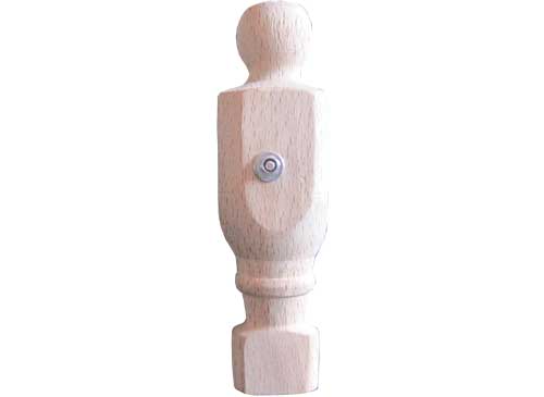 jugador, muñeco, de futbolín, de madera, sin pintar, en madera natural, altura 119 mm, con imán de neodimio para pegar en superficies metálicas ferromagnéticas