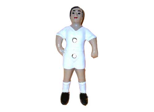 jugador, muñeco, de futbolín, aluminio, blanco, duguespi, para barra de 13mm