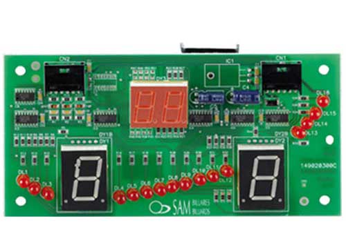 Placa control de funciones de display (marcador) para air-hockeys, mesas de aire, con lámpara, Sam Air Hochey Fast Track 220, Fast Track Doble